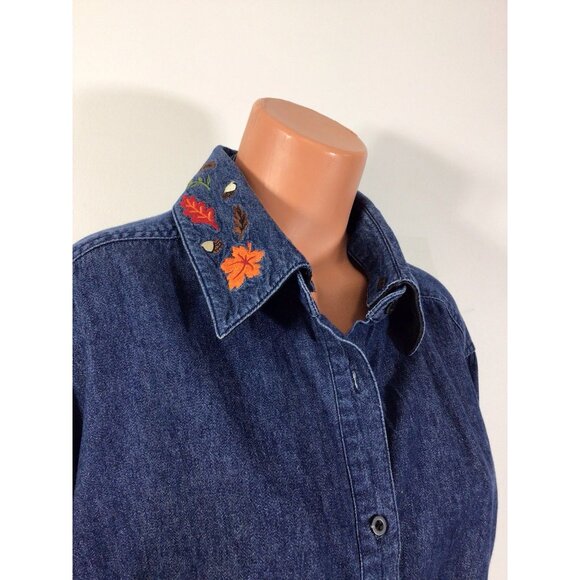 Style Studio Denim Jean Shirt Reversible Collar Womens 2X - Picture 3 of 7